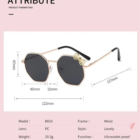 Trendy Fashion Boys and Girls Bow Metal Sunglasses UV400 Eyewear