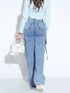 Women's Washed Cargo Jeans with Multiple Pockets