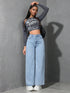 Wide Leg High Waist Denim Jeans for Women