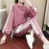 Women's Casual Loungewear Set - Long Sleeve Crop Top & Pants