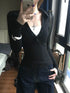 Genayooa Retro Y2K Long Sleeve Black T-shirt for Women