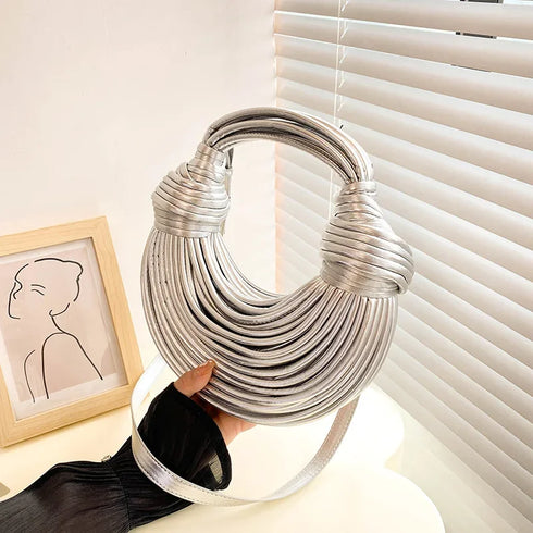 MOODS Luxury Evening Purses Golden Noodle Knot Clutch Bag for Dinner Party Stylish Women's Handbag Fashion Accessory