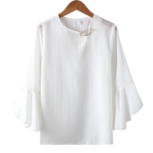 Ruffled Sleeve Chiffon Blouse for Women