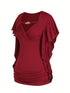 Plus Size Women's Ruffle Sleeve Slant Placket T-shirt