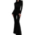 Women’s Black Flare Leg Jumpsuit with Long Sleeves