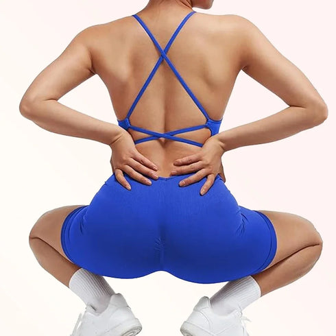 Criss Cross Backless Cami Sports Romper