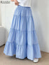 Korean Style Tiered Maxi Skirt with Elastic Waist