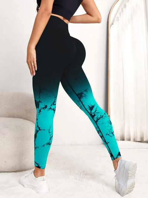 Seamless High Waist Push-Up Leggings in Tie Dye