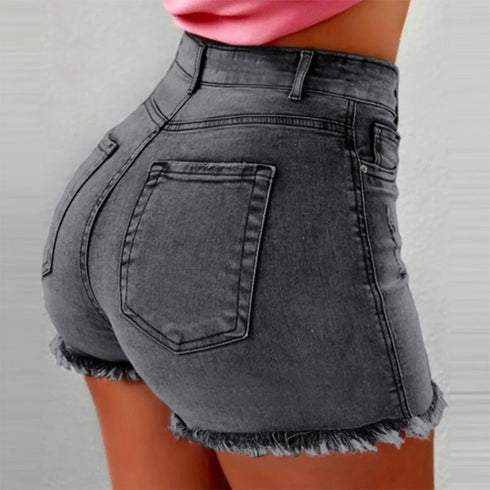 Women's High Waisted Distressed Denim Shorts
