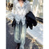 Vintage Summer Lace Blouses Women See Through Sheer Long Sleeve Sun Shirts Korean Style Casual Sun Protection Sexy Ladies Tops