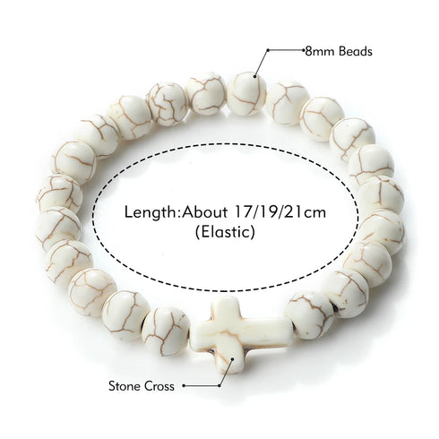 Jesus Cross Natural Stone Bracelet for Men