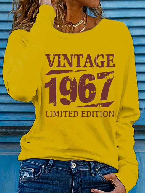 Women's Vintage 1967 Letter Printed Long Sleeve T-shirt