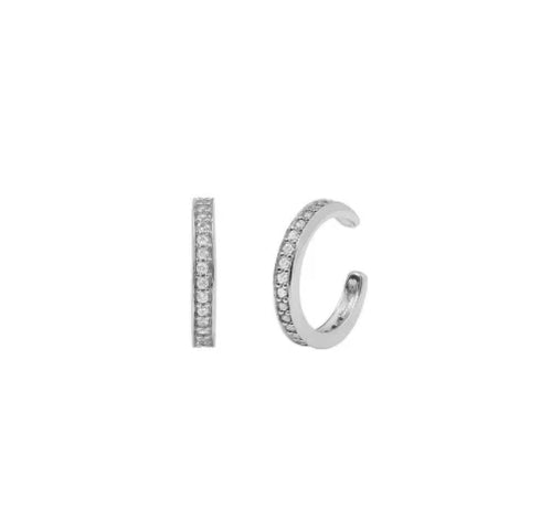 Stainless Steel Link Chain Hoop Earrings with Zirconia