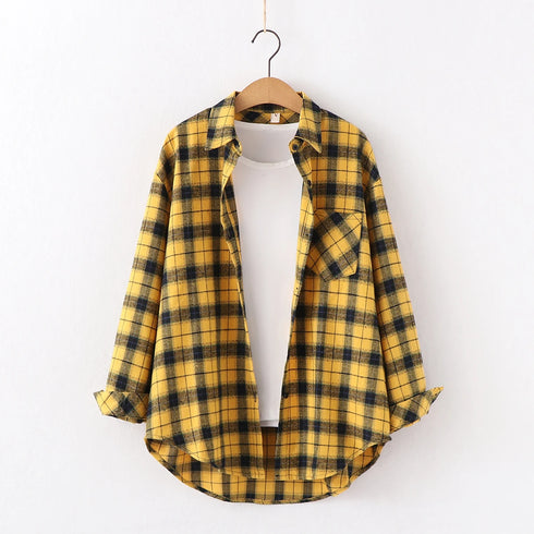 Plaid Flannel Shirt for Women - Casual Long Sleeve Top