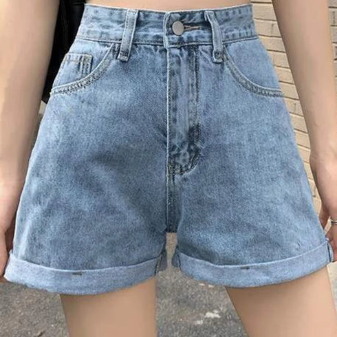 High Waist Denim Mini Shorts for Women