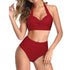 High Waist Halter Bikini Set in Red
