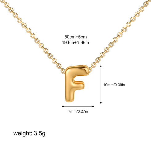3D Bubble Initial A-Z Mini Necklace - Gold Plated