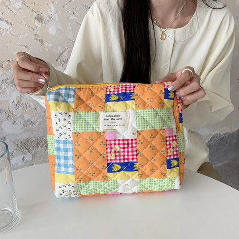 Quilted Cotton Travel Storage Bag - Retro Cherry Design