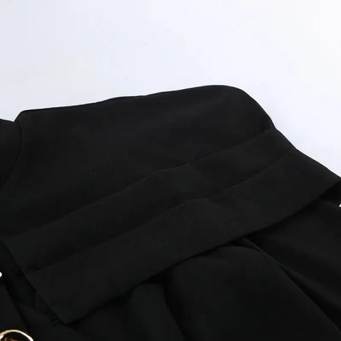 Elegant Black Blazer with Gold Buttons