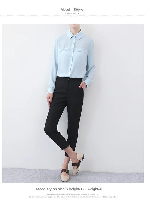 Simple Solid Color Loose Women's Chiffon Shirt Tops 2023 New Long Sleeve Casual Elegance Woman Blouses Lady Office Shirt Clothes