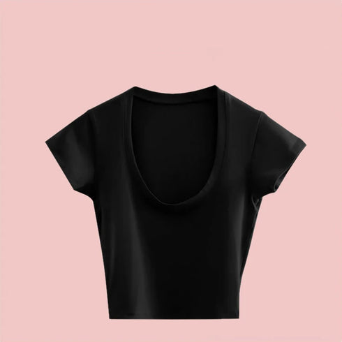 Summer Slim U-Neck Crop Top for Women