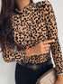 Leopard Print Turtleneck Long Sleeve Top