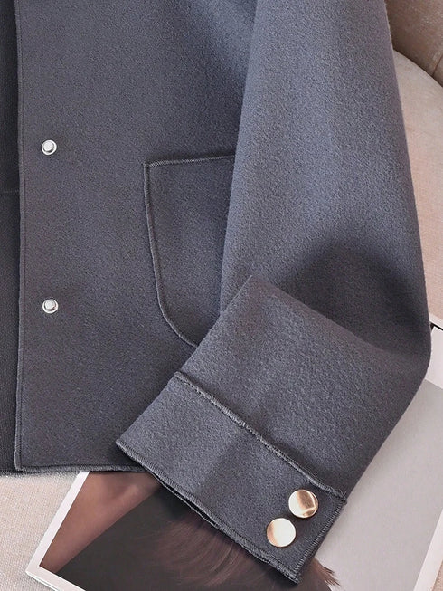 Classic Solid Woolen Coat for Women