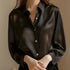 Plus Size Satin Long Sleeve Blouse for Women