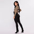 Women's Long-Sleeved Leopard Print Turtleneck Top