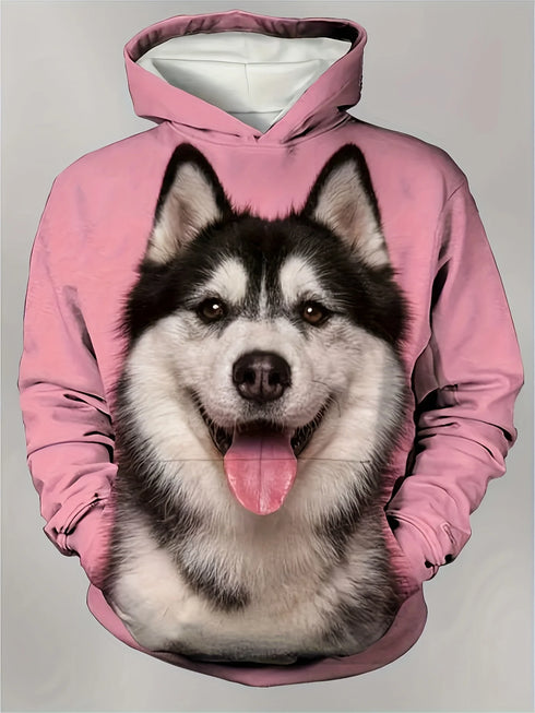 Men's 3D Husky Dog Print Hoodie