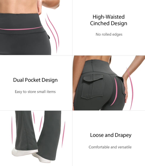 Women's High Waisted Flared Yoga Pants with Pockets