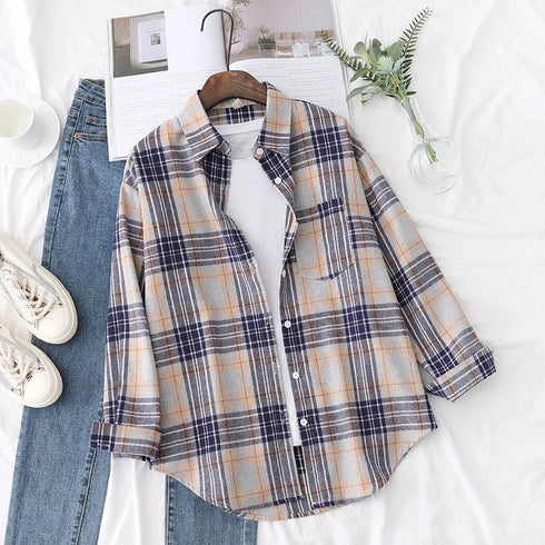 Casual Women's Flannel Plaid Shirt - Autumn Collection