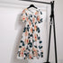 Floral A-Line Chiffon Dress with Short Sleeves