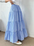 Korean Style Tiered Maxi Skirt with Elastic Waist