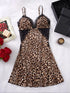 Leopard Print Lace Tie-Up Camisole Nightgown