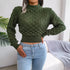 Hollow Out Long Sleeve Knitted Crop Top in Grey and Khaki