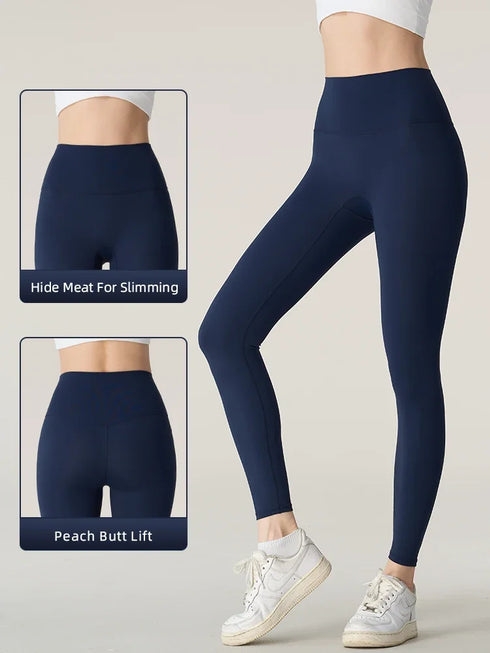 Naked Feeling Yoga Leggings High Waisted Hip Lifting Fitness Ankle Length Breathable Sports Pants for Running and Cycling