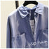 Casual Long Sleeve Blouse with Double Pockets