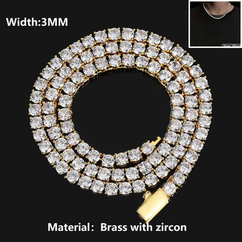 Cubic Zirconia Iced Out Tennis Chain Necklace