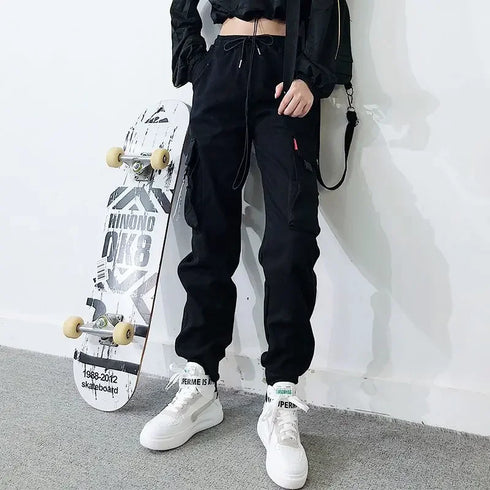 Women's Black Cargo Pants with Pockets