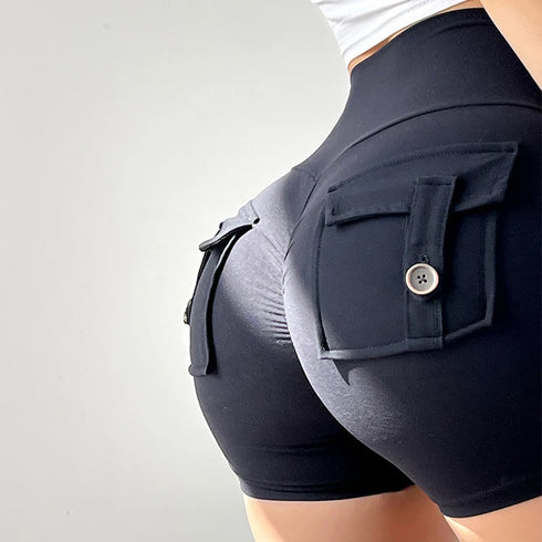 Peach Butt Fitness Cargo Shorts for Women