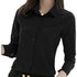 GAOKE OL Work Wear White Blue Blouse Long Sleeve Turn-down Collar Formal Elegant Female Shirt Ladies Tops School