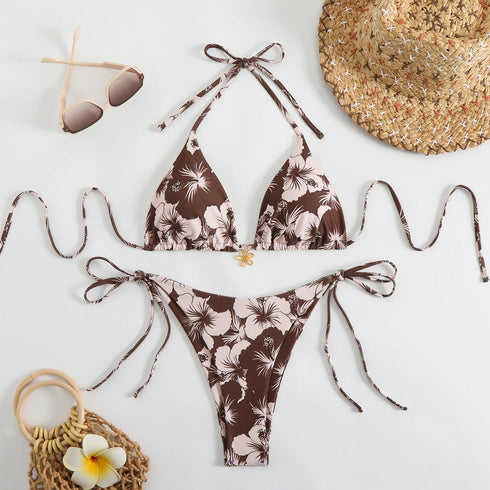 Floral Print Micro Bikini Set for Women