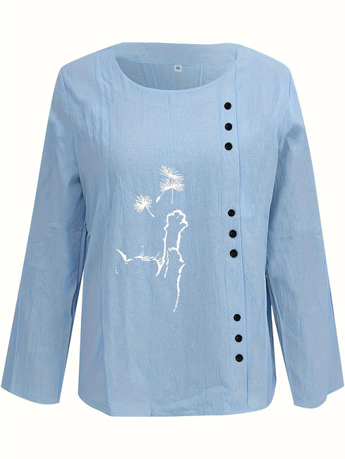 Plus Size Floral Woven Shirt for Spring and Summer