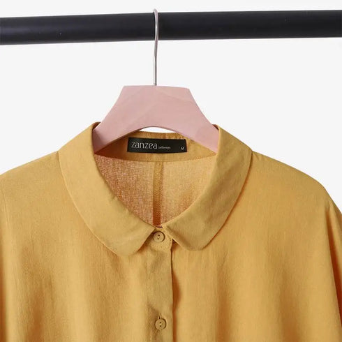 ZANZEA Elegant 3/4 Sleeve Lapel Neck Blouse for Women