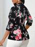Floral Printed Autumn Blazer with Three Quarter Sleeves