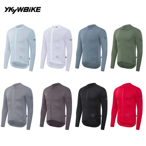 YKYW UPF 50+ Pro Team Thin Cycling Jersey Long Sleeve Men's Breathable Shirt Bike Tops Sun protection Sport Clothing YKK Zipper