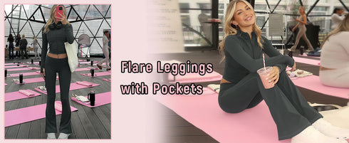 Women's High Waisted Flared Yoga Pants with Pockets