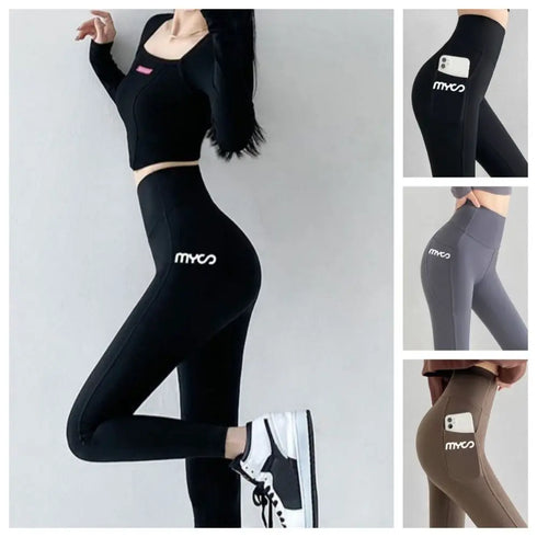 Solid Seamless Leggings with Pocket for Women