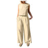 Women's Cotton Linen Sleeveless Top and Wide Leg Pants Set
